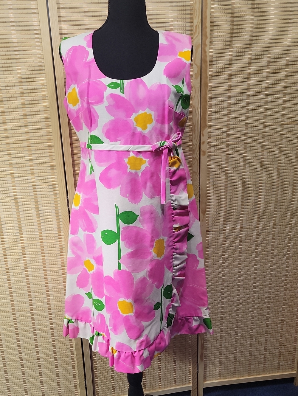 Vintage Malia Honolulu Floral Dress - Pink/orange/green/white